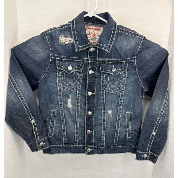 True Religion two piece embellished  jean jacket and Pants-Size:38.   Jacket X/L - Picture 1 of 14